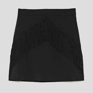 Zara Fringed Mini Skirt NWT